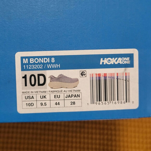 HOKA Men's White Bondi 8 Shoes NIB 10 D (READ) - Picture 5 of 5